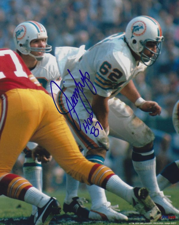 AUTOGRAPHED JIM LANGER 8X10 HOF Miami Dolphins Photo