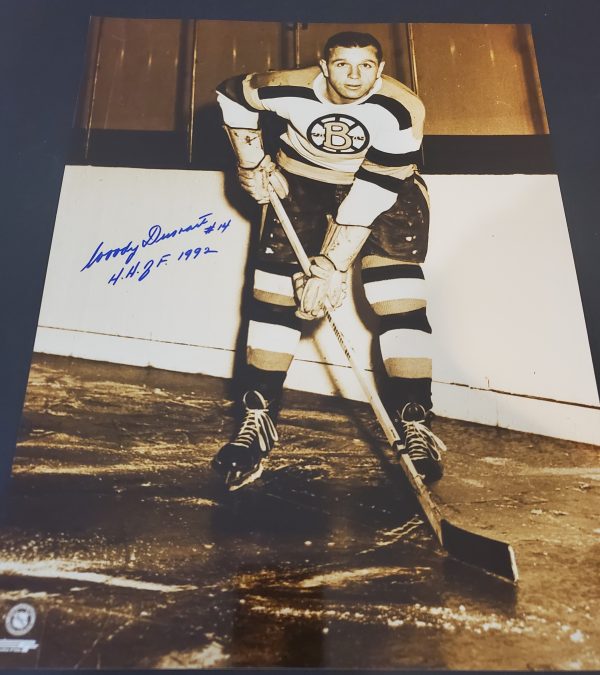 Autographed WOODY DUMART 11X14 Boston Bruins Photo