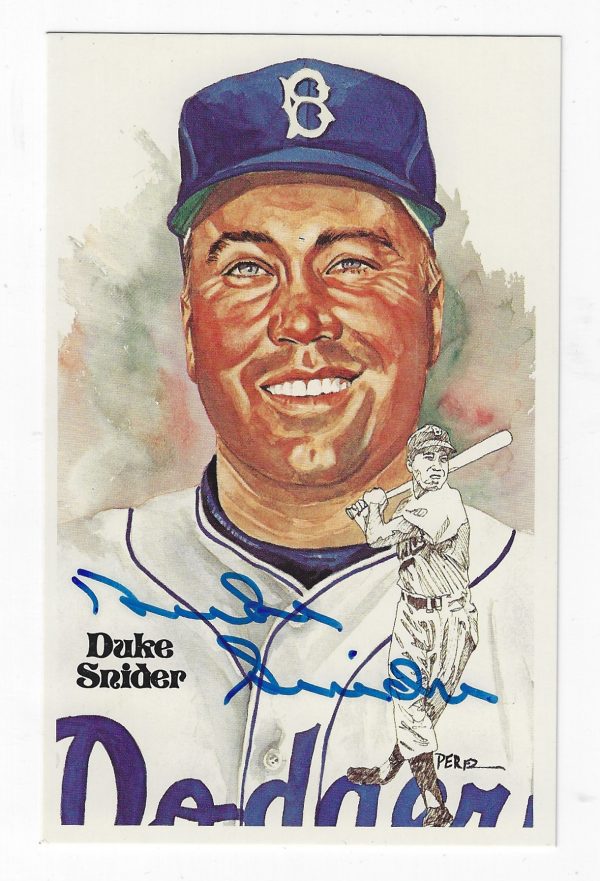 Autographed DUKE SNIDER Brooklyn Dodgers Perez-Steele Post Card