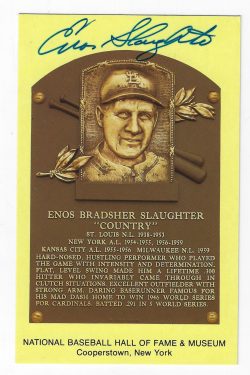 Autographed Enos Slaughter Hall of Fame Gold Plaque
