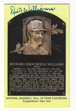 Autographed Dick Williams Hall of Fame Gold Plaque