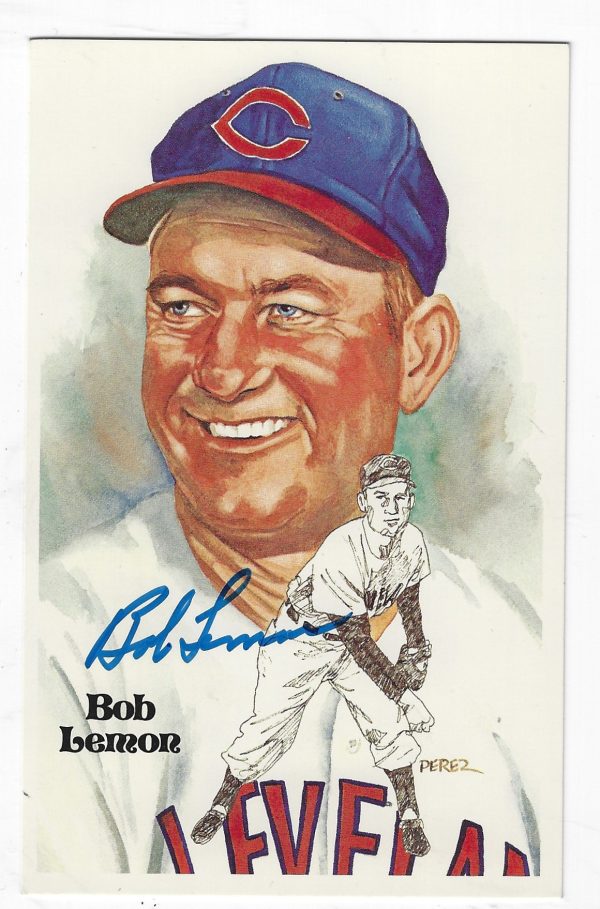 Autographed BOB LEMON Cleveland Indians Perez-Steele Post Card