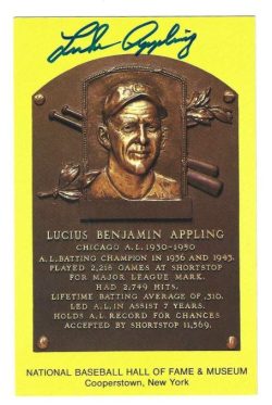 Luke Appling SIGNED Hall of Fame Gold Plaque Postcard