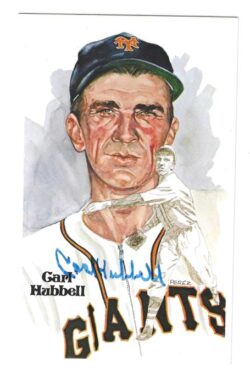 Autographed CARL HUBBELL New York Giants Perez-Steele Post Card JSA