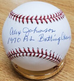 Autographed ALEX JOHNSON "1970 AL Batting Champ" Official Major League Baseball