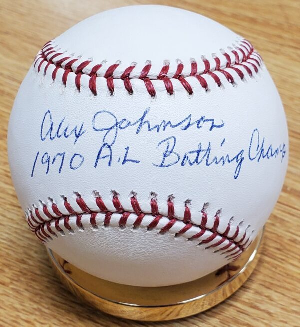Autographed ALEX JOHNSON "1970 AL Batting Champ" Official Major League Baseball