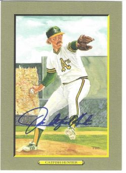 Autographed Perez-Steele GREAT MOMENTS Card Jim "CATFISH" HUNTER