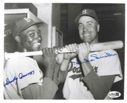 AUTOGRAPHED DUKE SNIDER & SANDY AMOROS 8X10 Brooklyn  Dodgers Photo JSA