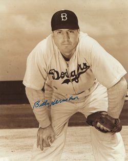 Autographed BILLY HERMAN 8x10 Brooklyn Dodgers Photo