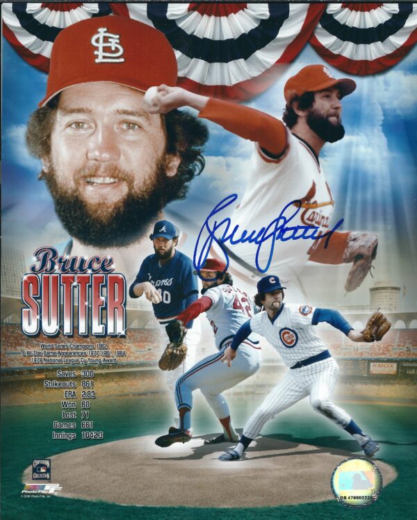Autographed  BRUCE SUTTER 8x10 St. Louis Cardinals Photo