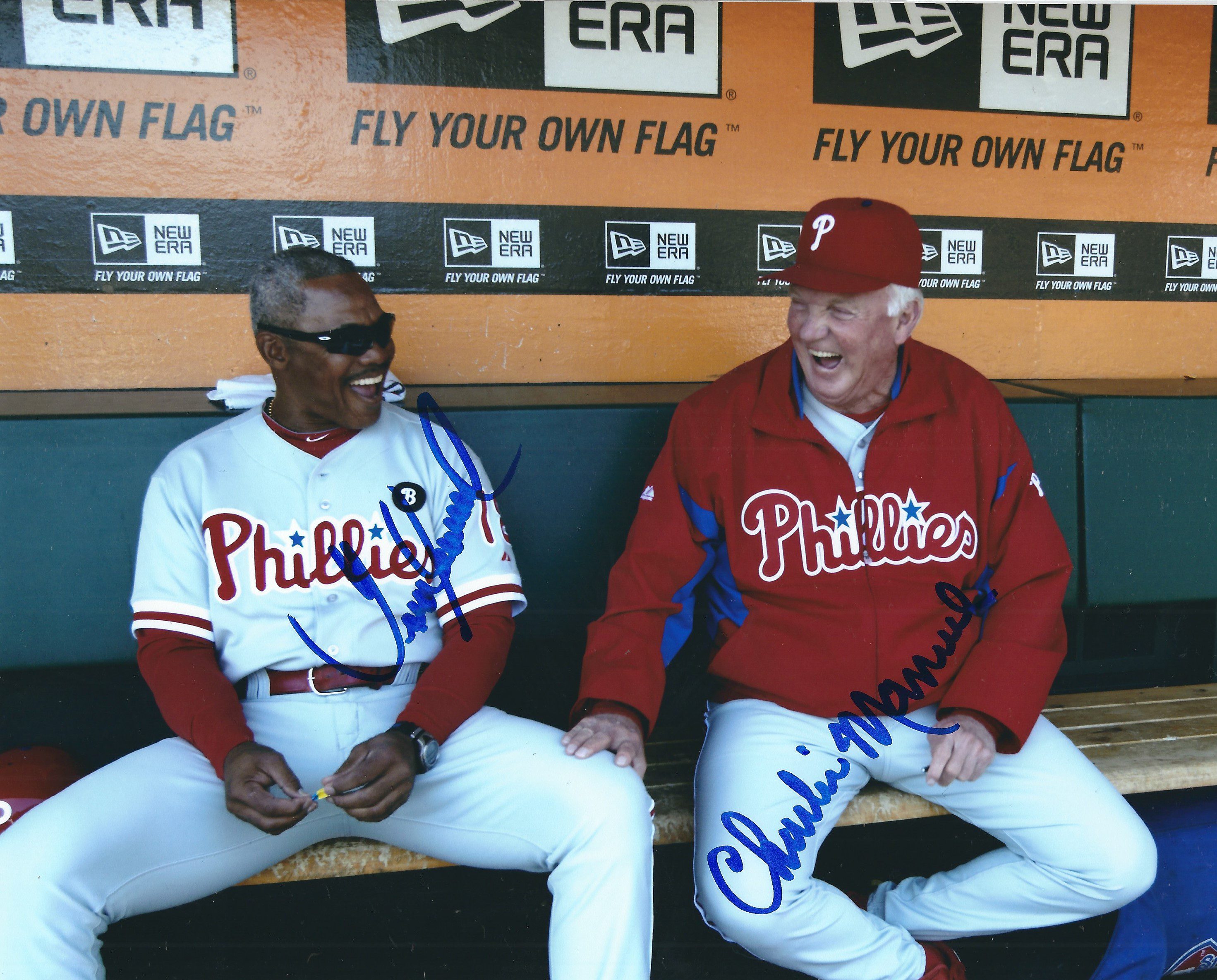 AUTOGRAPHED JUAN SAMUEL & CHARLIE MANUEL 8x10 Philadelphia