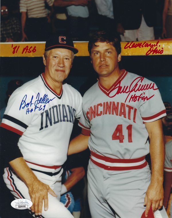 Autographed  TOM SEAVER Cincinnati Reds &  BOB FELLER Cleveland Indians 8X10 Photo JSA