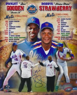 AUTOGRAPHED DOC GOODEN & DARRYL STRAWBERRY 8x10 New York Mets photo