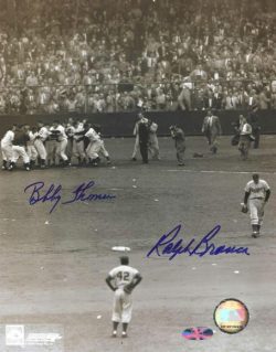 AUTOGRAPHED BOBBY THOMSON & RALPH BRANCA NY GIANTS &  BROOKLYN DODGERS 8x10 photo