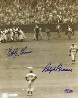 AUTOGRAPHED BOBBY THOMSON & RALPH BRANCA NY GIANTS & BROOKLYN DODGERS 8x10 photo