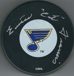 AUTOGRAPHED EMILE FRANCIS St. Louis Blues Puck