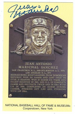 Autographed Juan Marichal Hall of Fame Gold Plaque