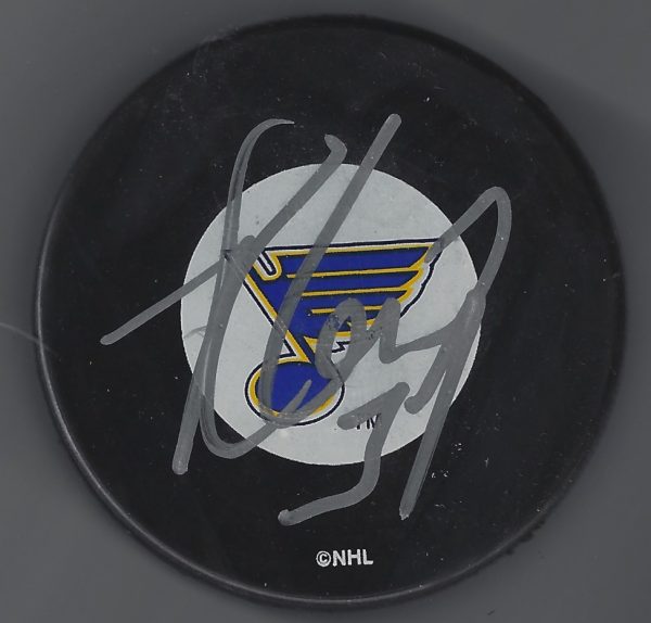 AUTOGRAPHED REED LOW St. Louis Blues Puck