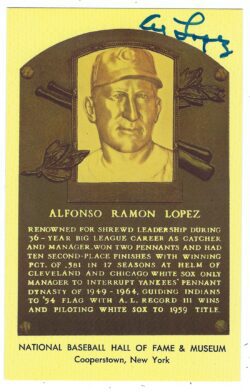 Autographed Al Lopez Hall of Fame Gold Plaque