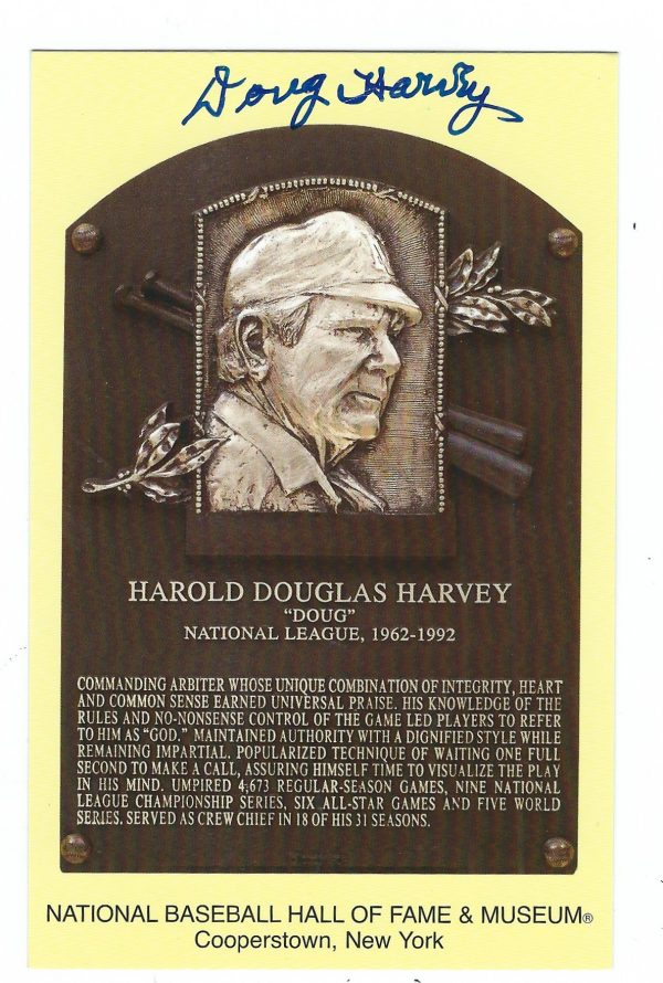 Autographed Doug Harvey Hall of Fame Gold Plaque