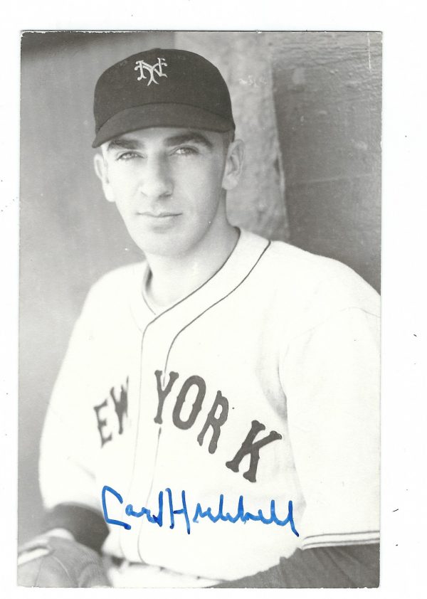 Autographed CARL HUBBELL BXW Rowe Post Card