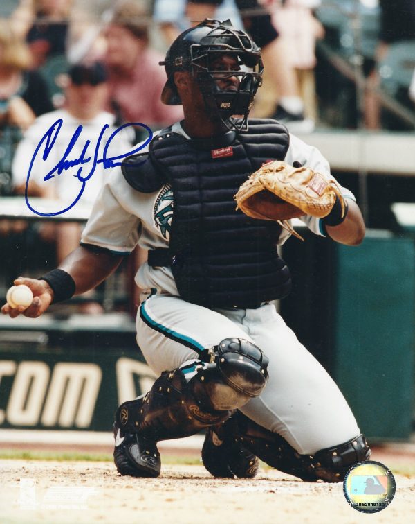 AUTOGRAPHED CHARLES JOHNSON 8X10 Florida Marlins Photo