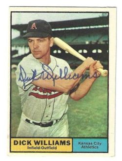 Autographed DICK WILLIAMS Kansas City Athletics 1961 Topps Card