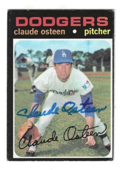 Autographed CLAUDE OSTEEN Los Angeles Dodgers 1971 Topps Card
