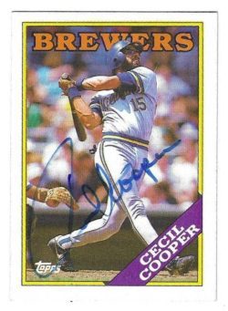 Autographed CECIL COOPER Milwaukee Brewers 1988 Topps Card