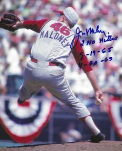 AUTOGRAPHED JIM MALONEY "2 No Hitters" 8X10 Cincinnati Reds Photo