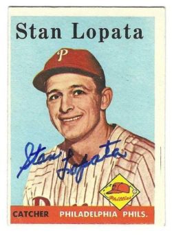 Autographed STAN LOPATA Philadelphia Phillies 1958 Topps Card