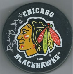 AUTOGRAPHED DENIS DEJORDY Chicago Black Hawks  Puck