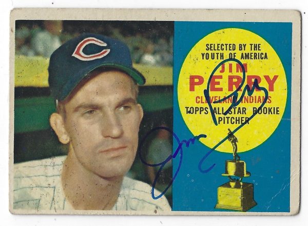 Autographed JIM PERRY 1960 Topps Card