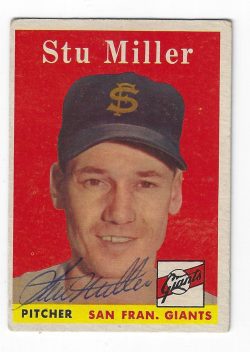 Autographed STU MILLER San Francisco Giants 1958 Topps Card