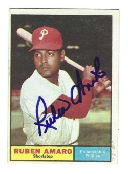 Autographed RUBEN AMARO Philadelphia Phillies 1961 Topps Card