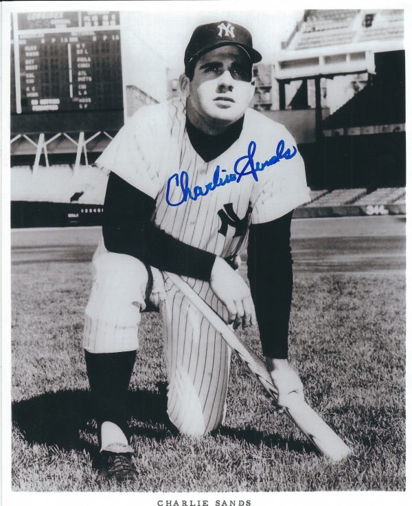 AUTOGRAPHED CHARLIE SANDS 8x10 New York Yankees Photo