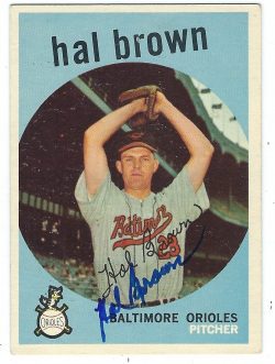 Autographed 1959 HAL BROWN Topps Card