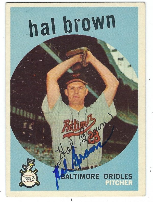 Autographed 1959 HAL BROWN Topps Card