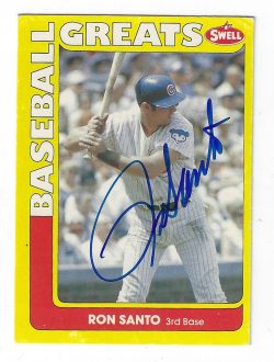 Autographed RON SANTO 1991 Swell Baseball Great Card