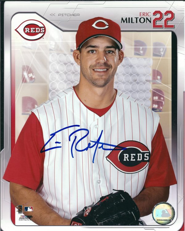 AUTOGRAPHED ERIC MILTON 8x10 Cincinnati Reds Photo