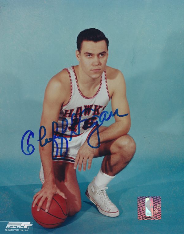 Autographed CLIFF HAGAN 8x10 ST LOUIS HAWKS photo