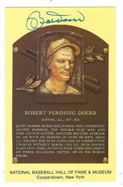 Autographed Bobby Doerr Hall of Fame Gold Plaque