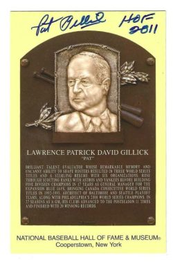 Autographed Pat Gillick Hall of Fame Gold Plaque Postcard