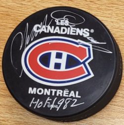 AUTOGRAPHED YVAN COURNOYER Montreal Canadiens Hockey Puck