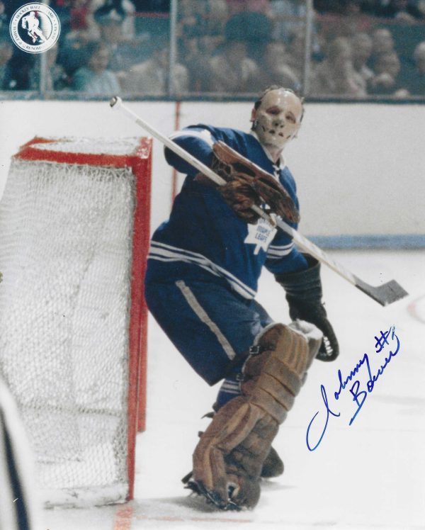 Autographed JOHNNY BOWER 8x10 Maple Leafs  photo