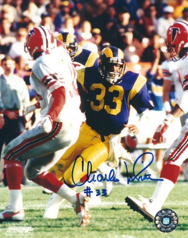 AUTOGRAPHED CHARLES WHITE 8X10 Los Angeles Rams Photo