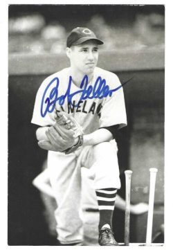 Autographed BOB FELLER Cleveland Indians BxW Rowe Post Card
