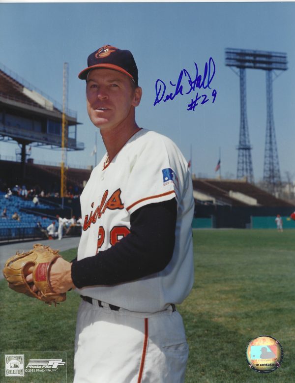 AUTOGRAPHED DICK HALL 8x10 Baltimore Orioles photo