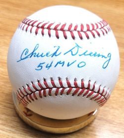 Autographed CHUCK DIERING "1954 MVO" Official American League Baseball