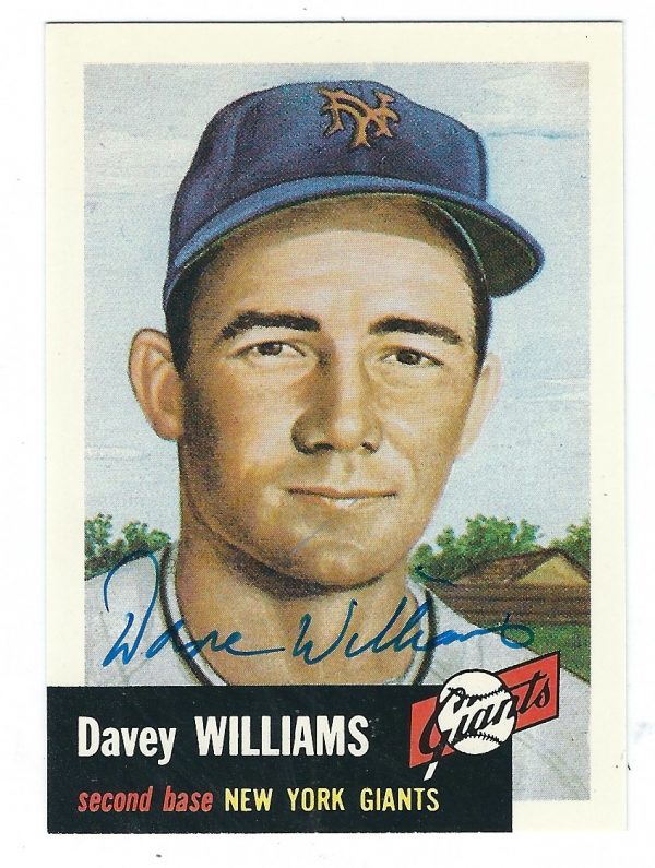 Autographed DAVEY WILLIAMS 1953 Topps Archives Card